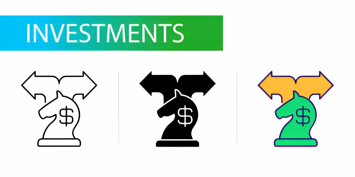 Investment symbols featuring horse heads with dollar signs and arrows