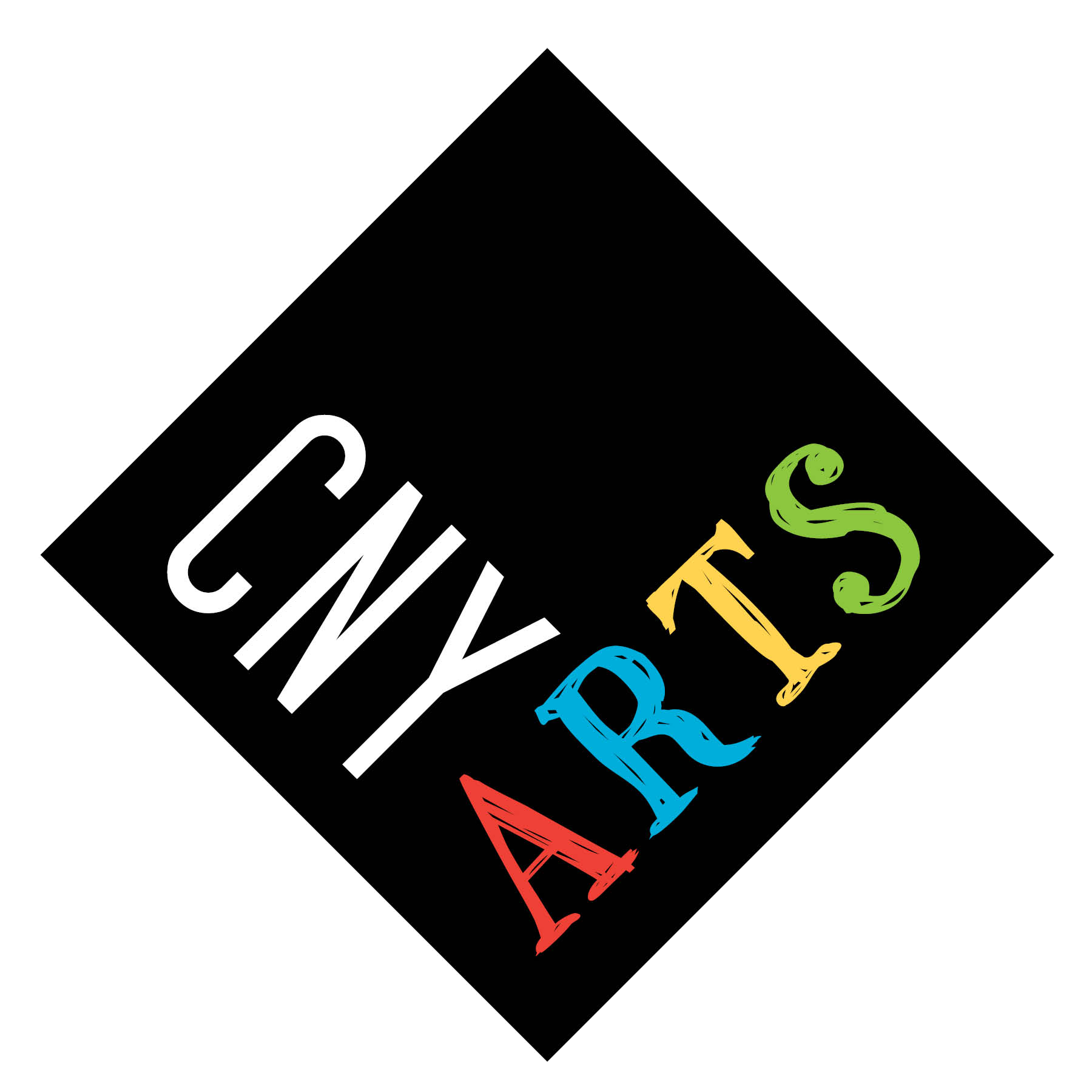 Colorful letters spelling 'CNY ARTS' on a black background.