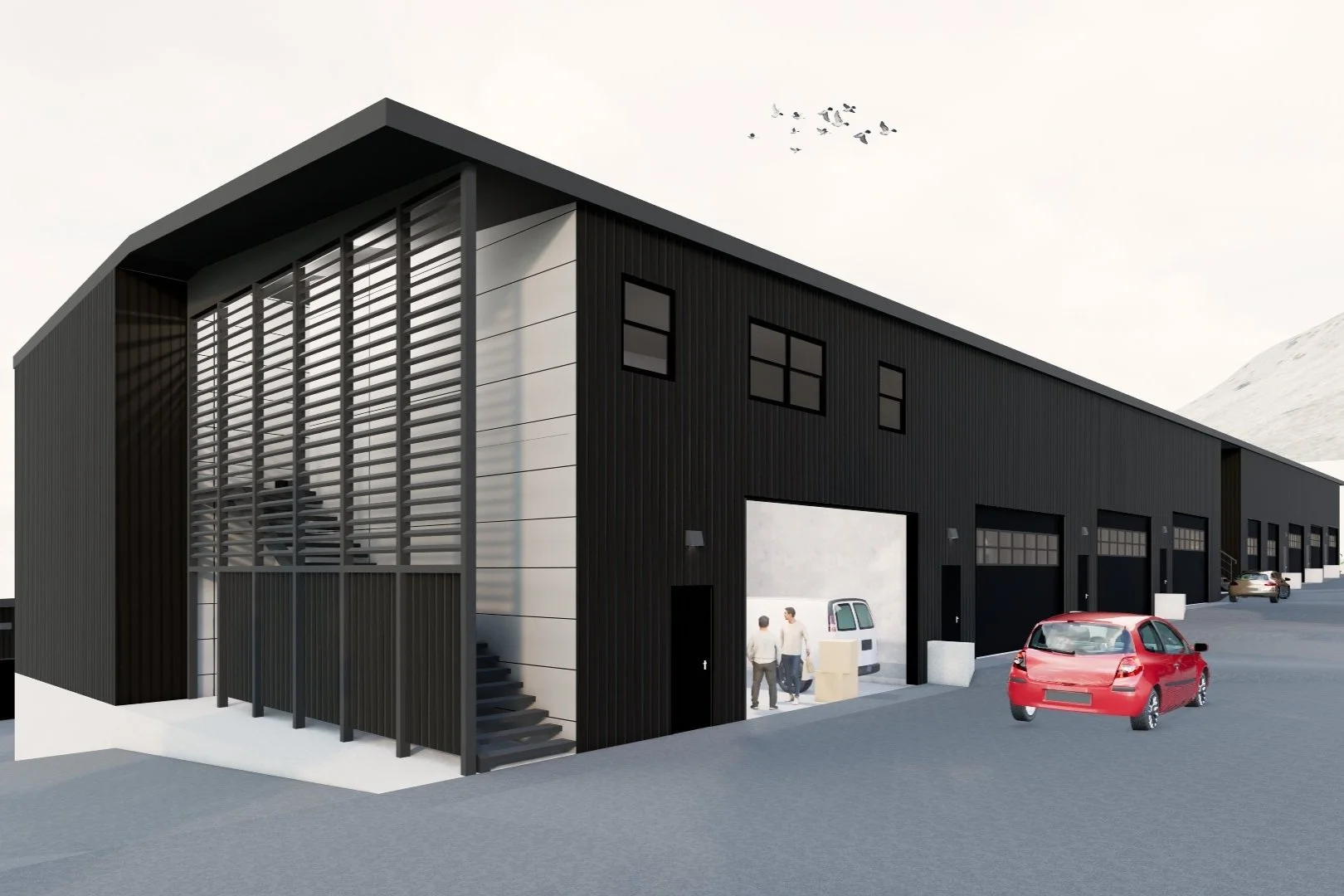 Rendering of Deer Drive industrial project in Jackson, WY being completed by FH Wyoming.