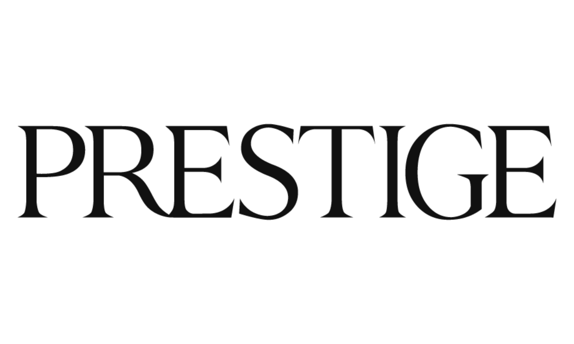 Black text "PRESTIGE" on white background.