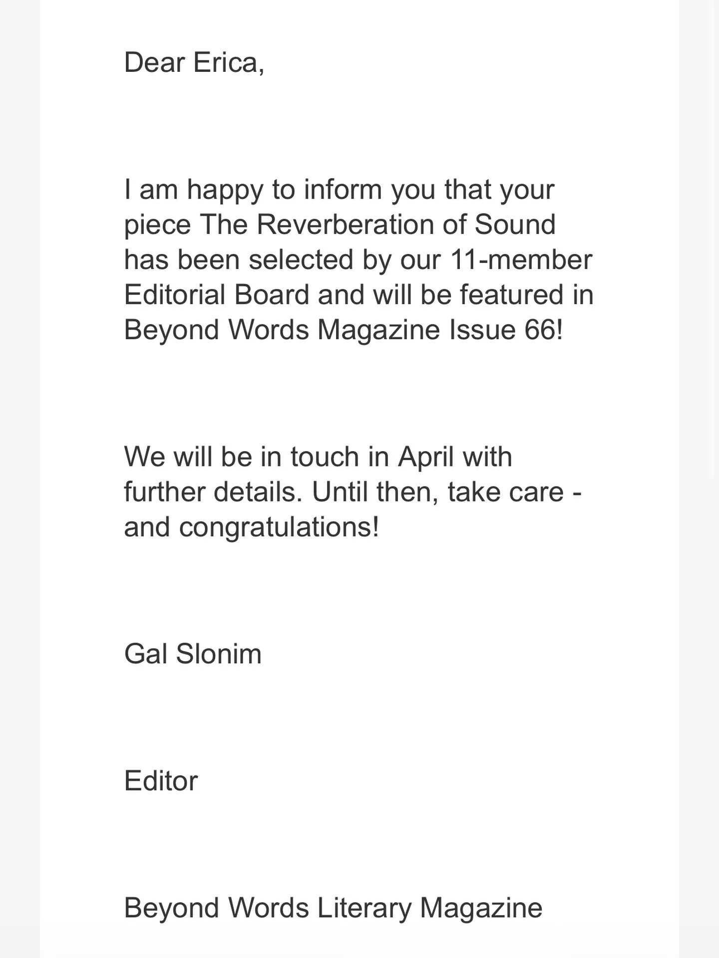 What an amazing email to wake up to!! 

The Reverberation of Sound, an essay from my Yelling at Dead People is going to be published in @beyondwordsmagazine ! 

Stay tuned for details. 

Yelling at Dead People is an experimental memoir-in-essays comp