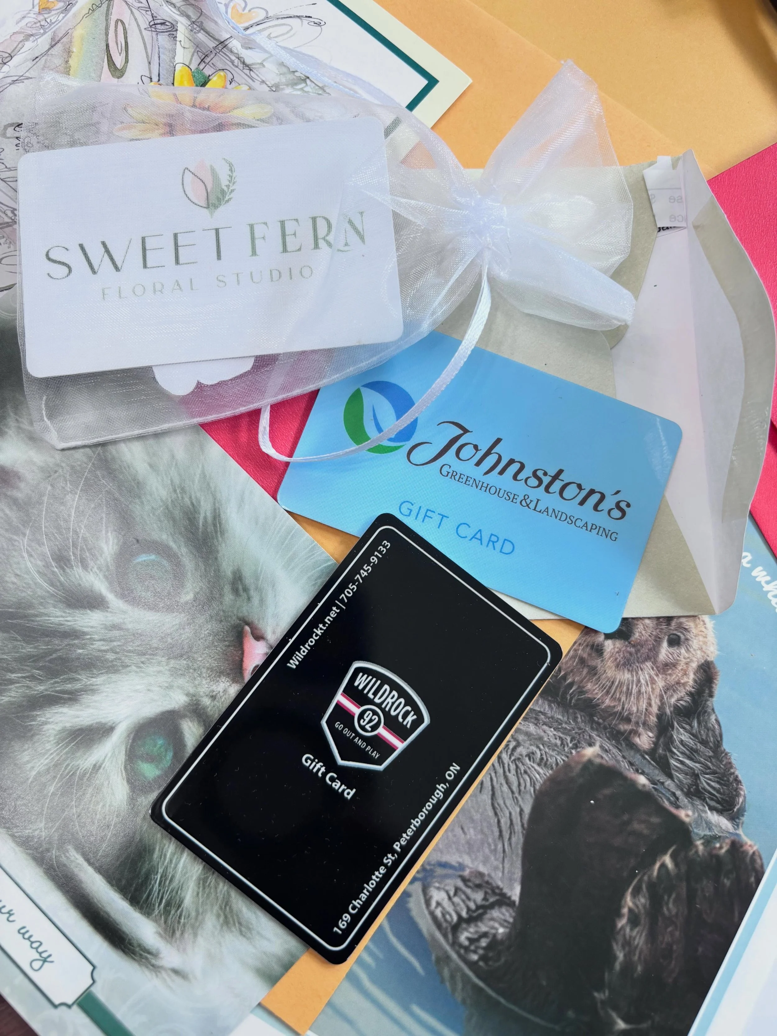 One of my birthday gifts to myself was to purchase 3 gift cards from local businesses. 

I wrote myself a card, added a gift card and addressed and stamped the envelope. I also added a written note to indicate when the card should be mailed. 

I pack