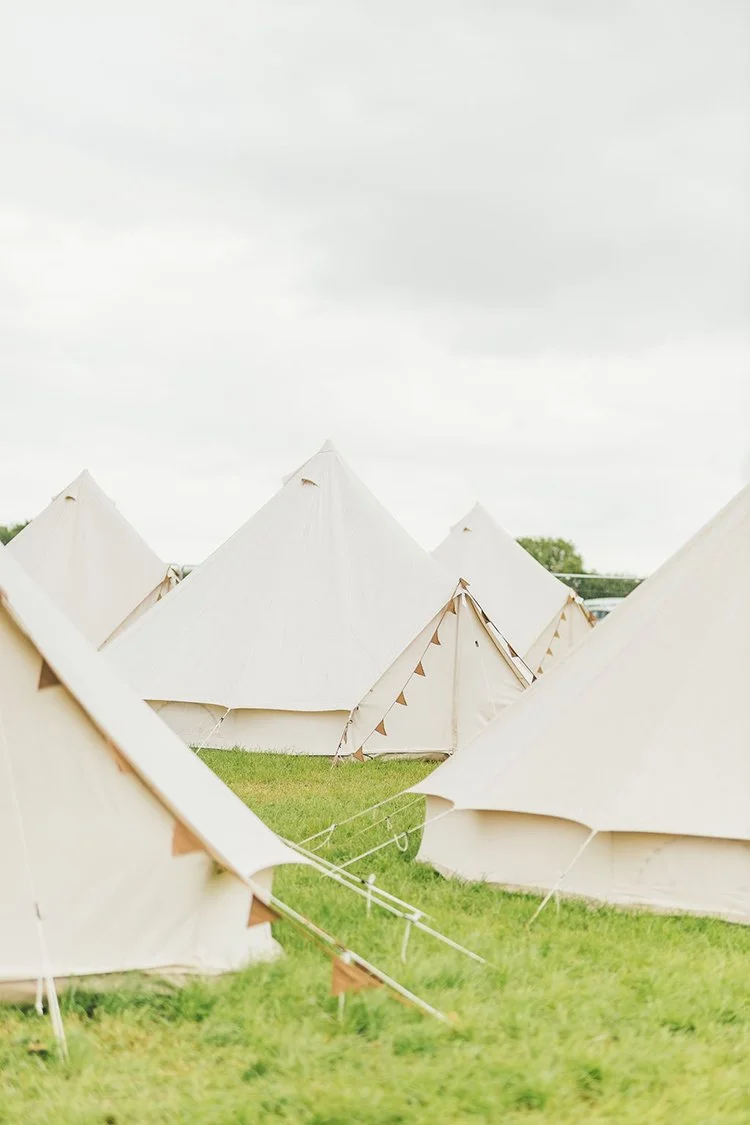 Row of glamping Bell tents 
