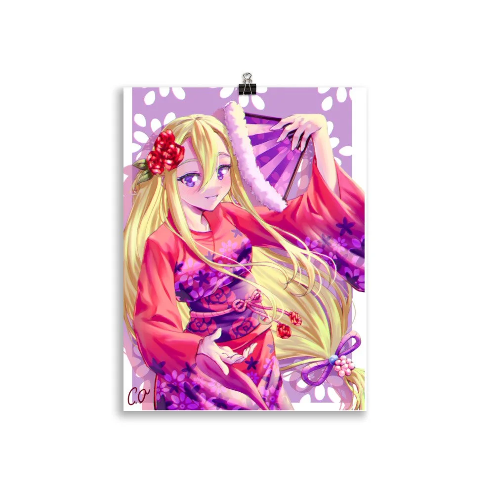 Kimono and Fan Print