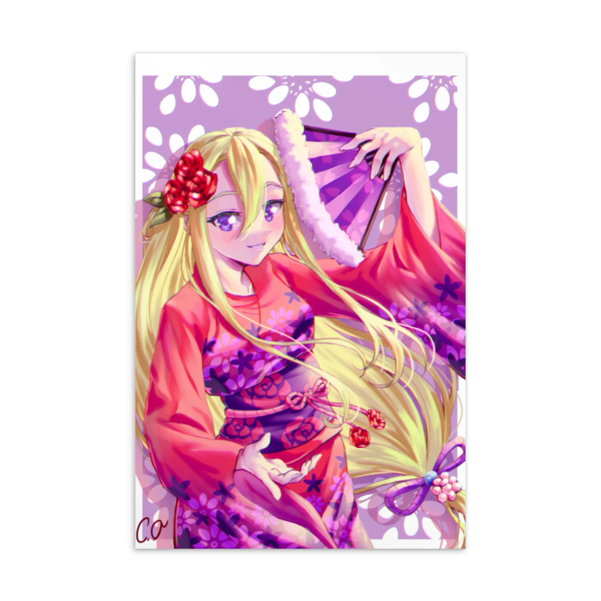 Kimono and Fan Postcard