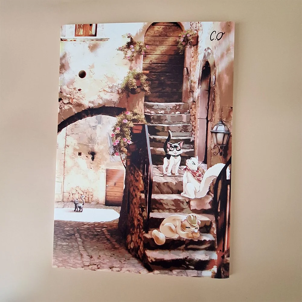 Cat on the Steps-Canvas Print