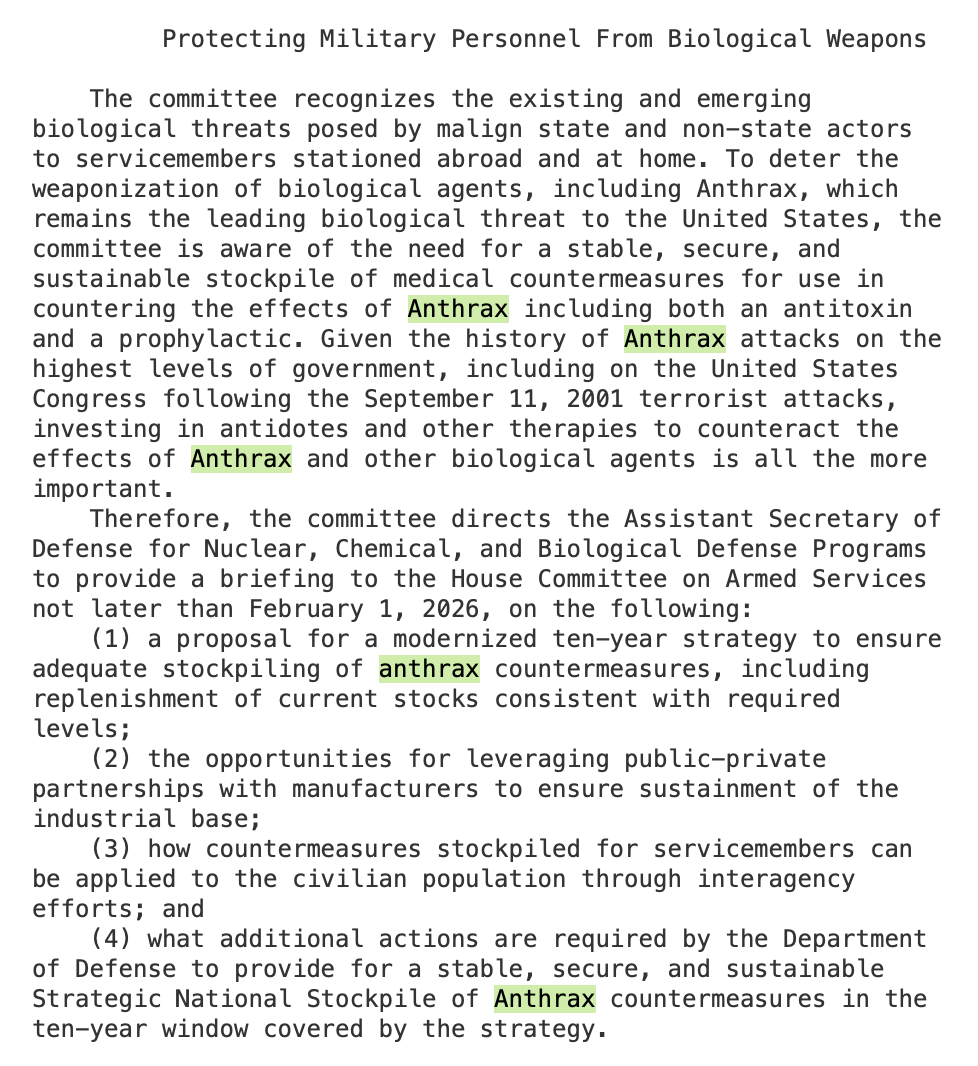 HASC Takes Decisive Action To Bolster America’s Preparedness For Anthrax Bioweapons