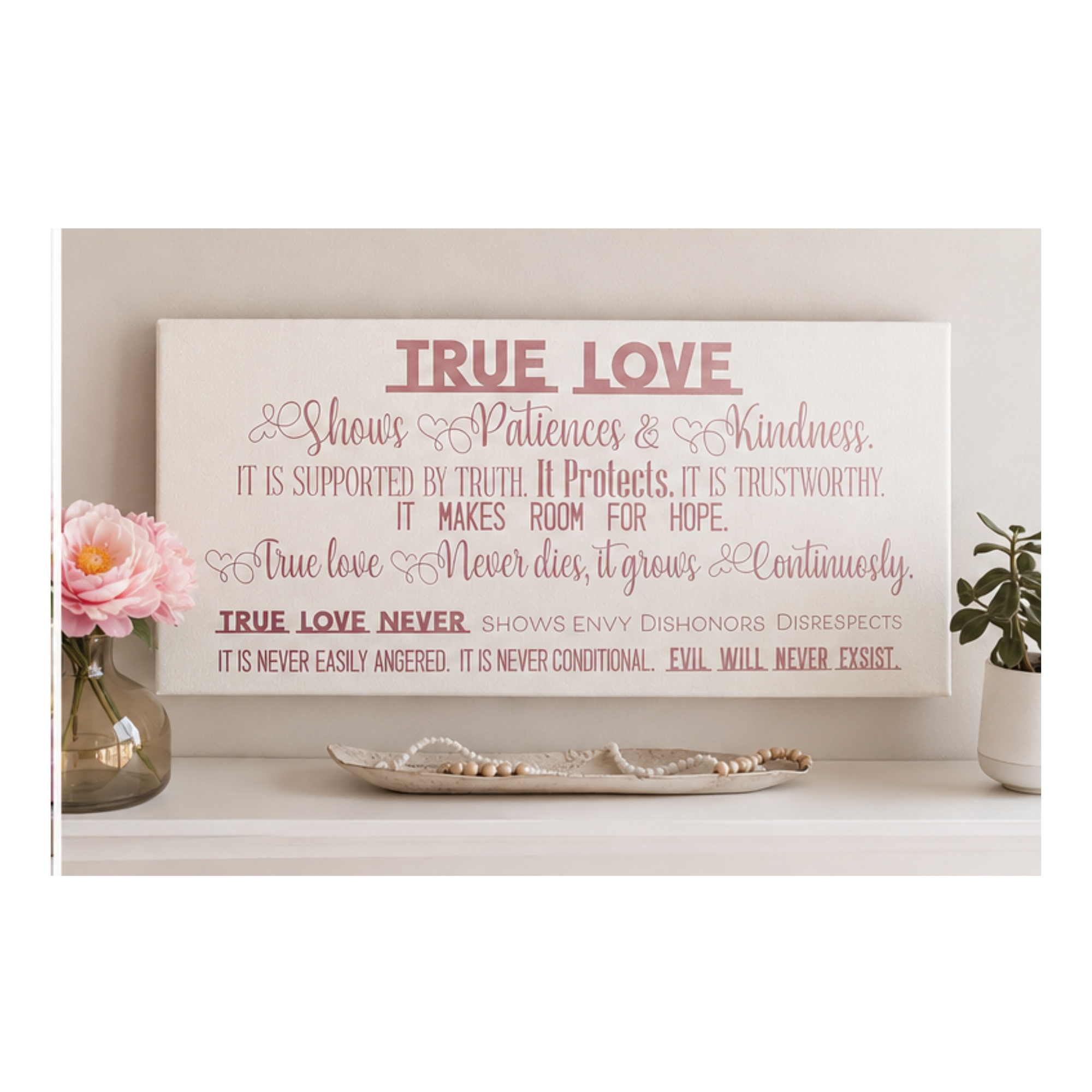 True Love Scripture Canvas | Inspirational Christian Wall Art
