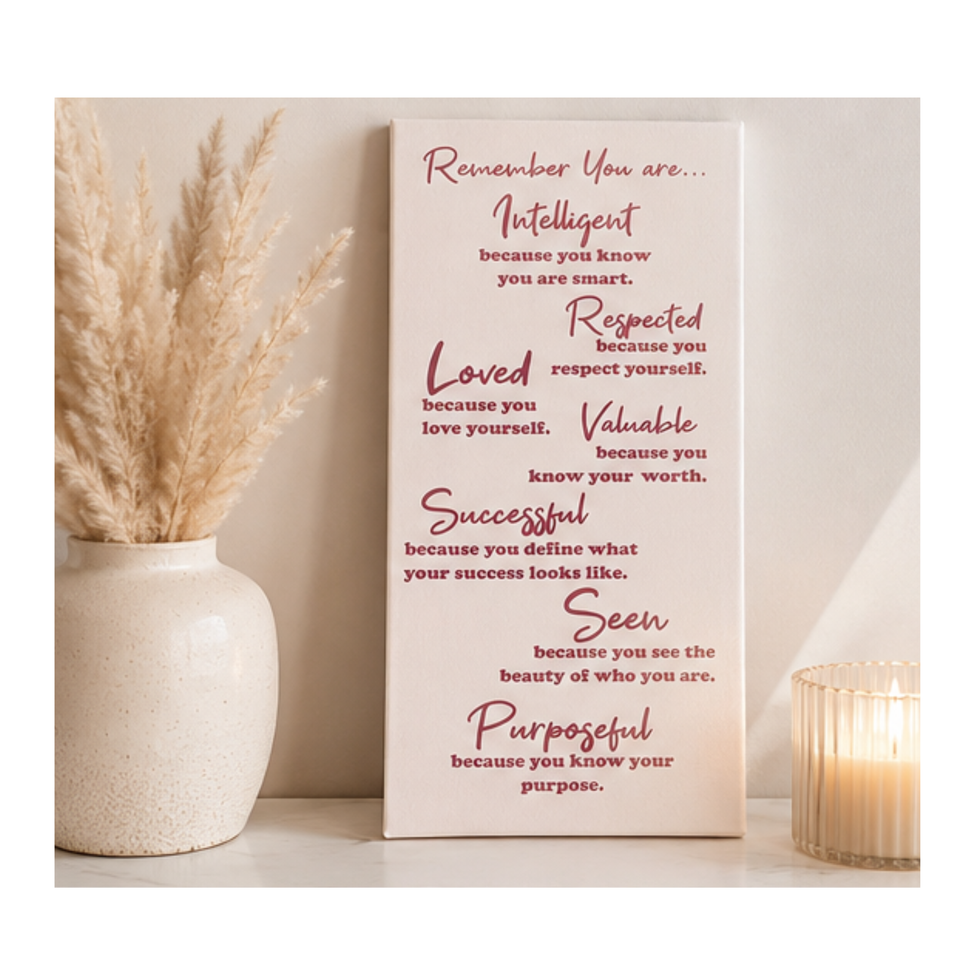 Remember You Are Inspirational Canvas | Positive Affirmation Wall Art You Are 10x20 Canvas