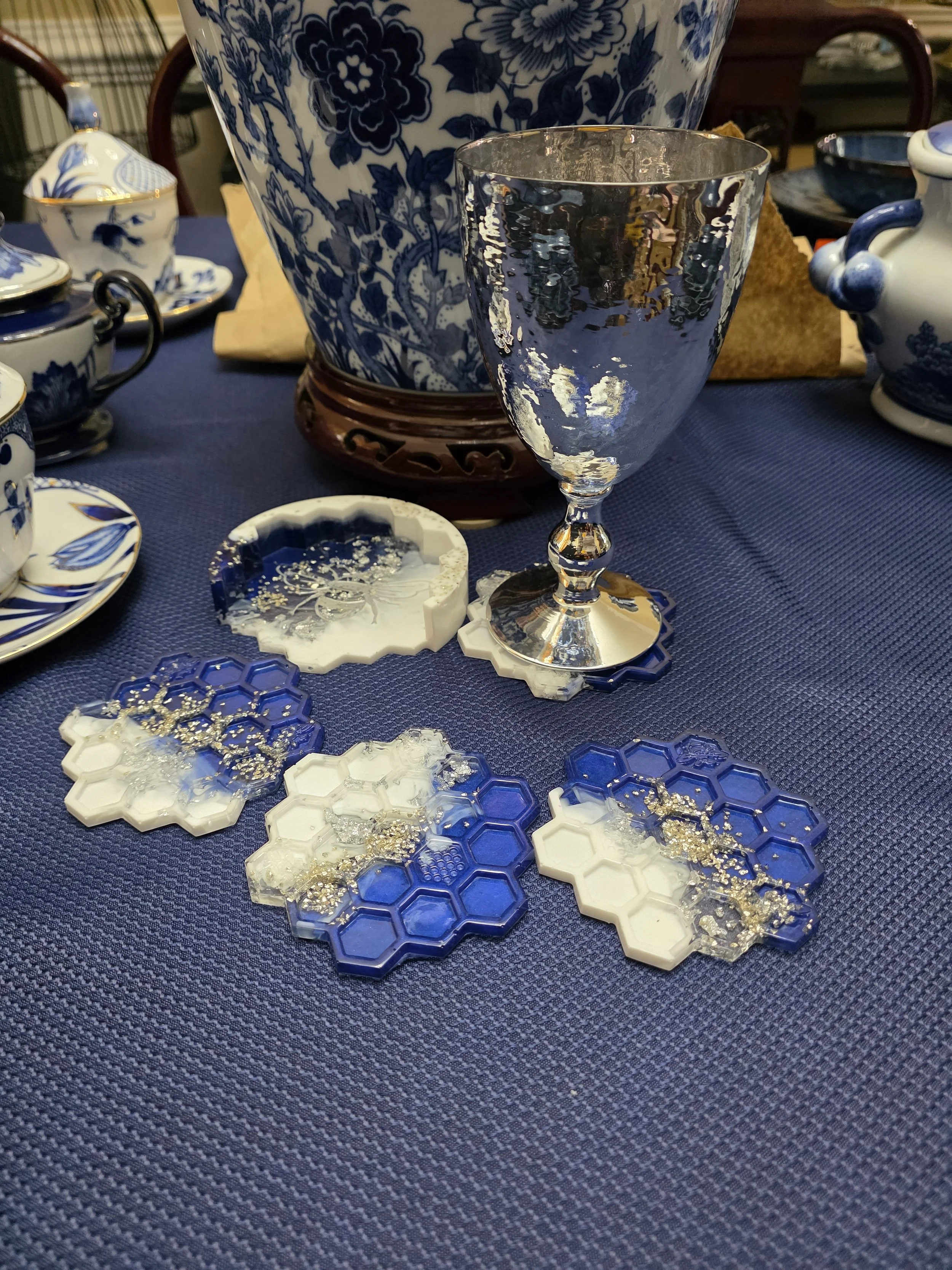 Cobalt Hive Coaster Set