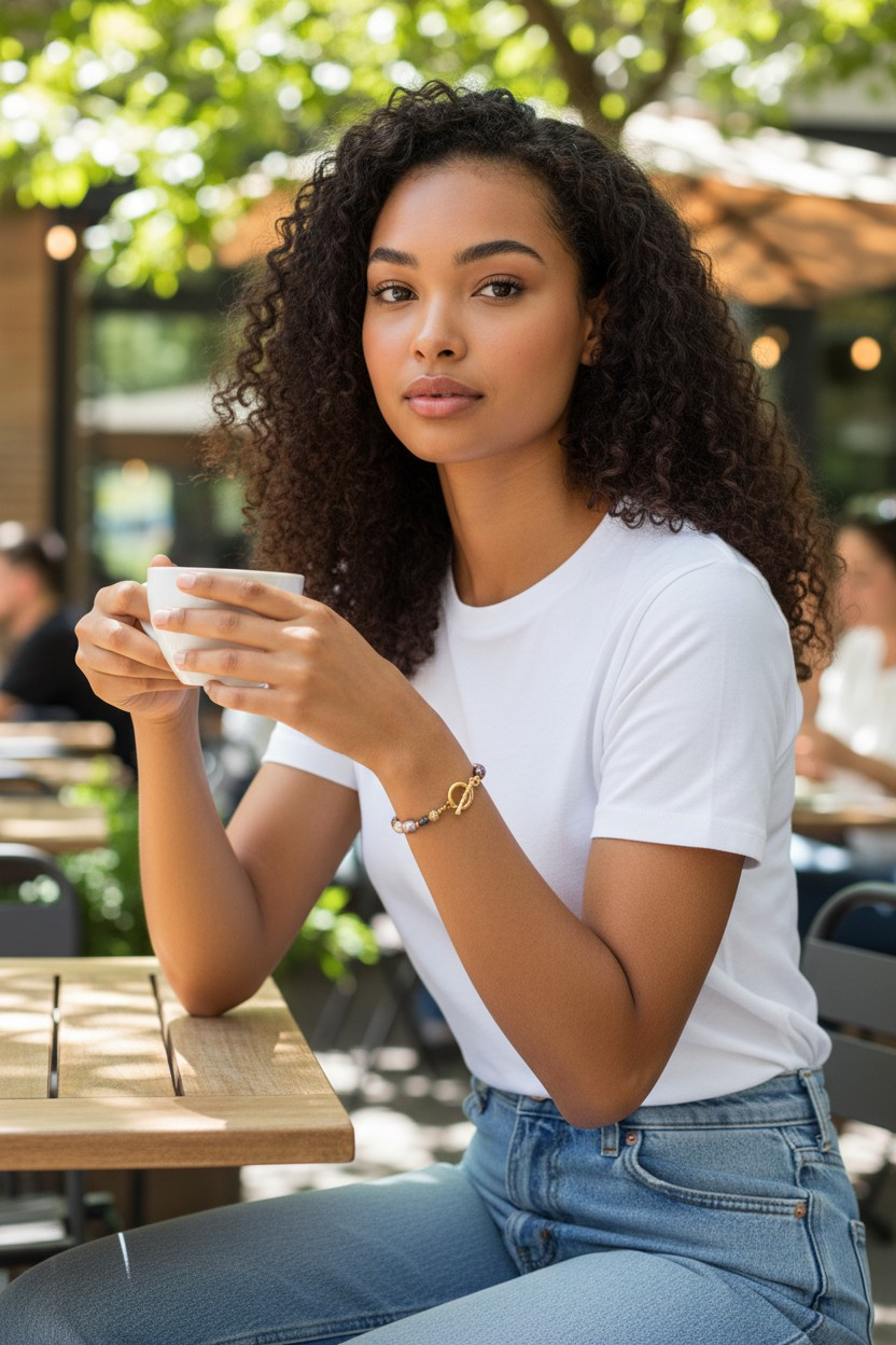 Signature Pearl, Garnet, and Jade Bracelet