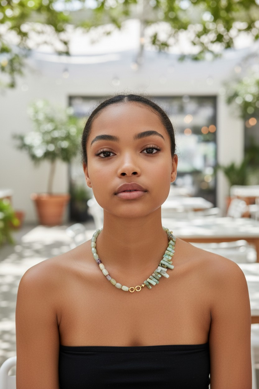 Asymmetrical Quartzite Ocean Necklace