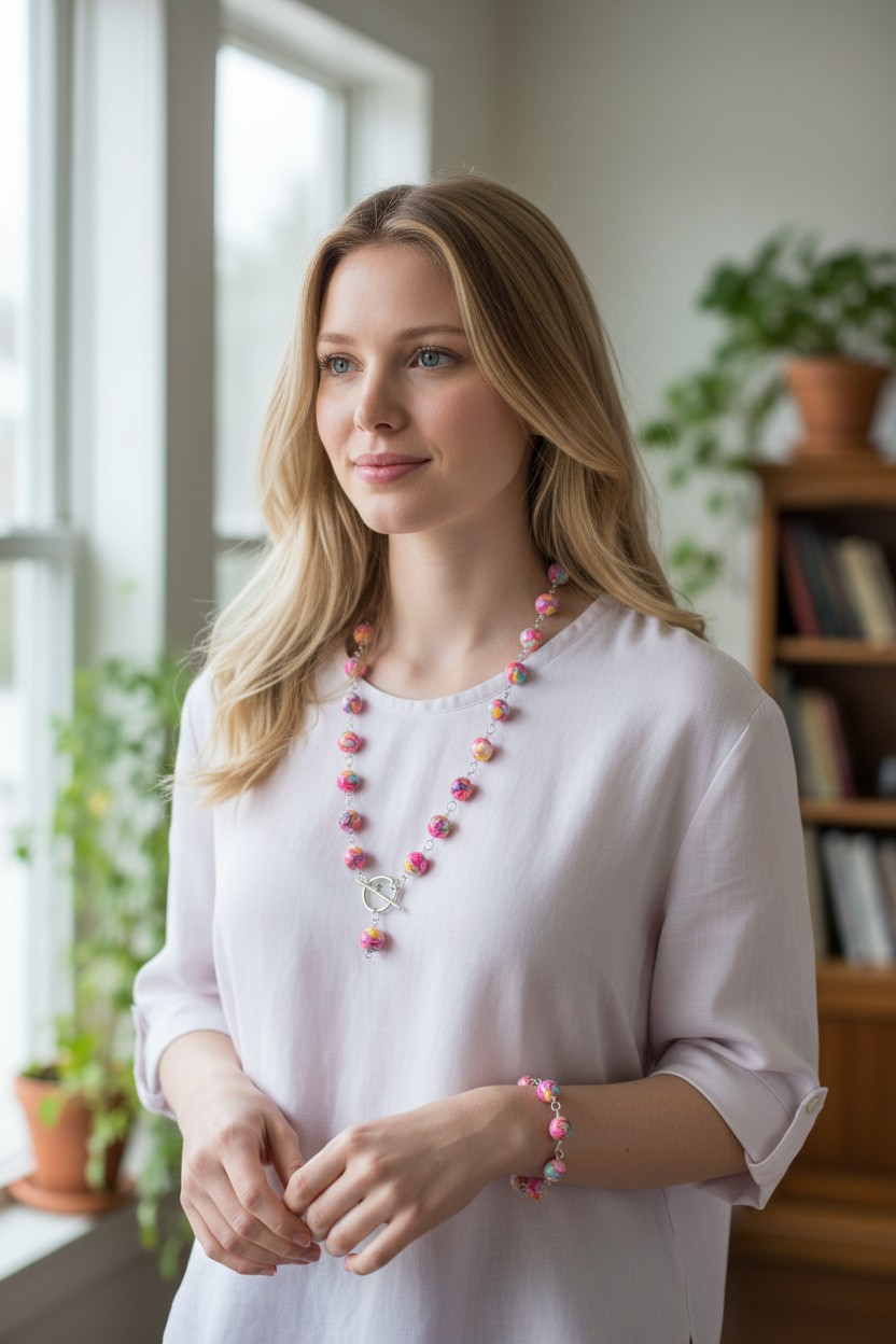 Iridescent Mosaic Shell Bead Set