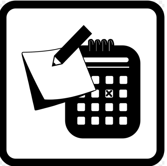 Icon of a calculator with a paper and pencil