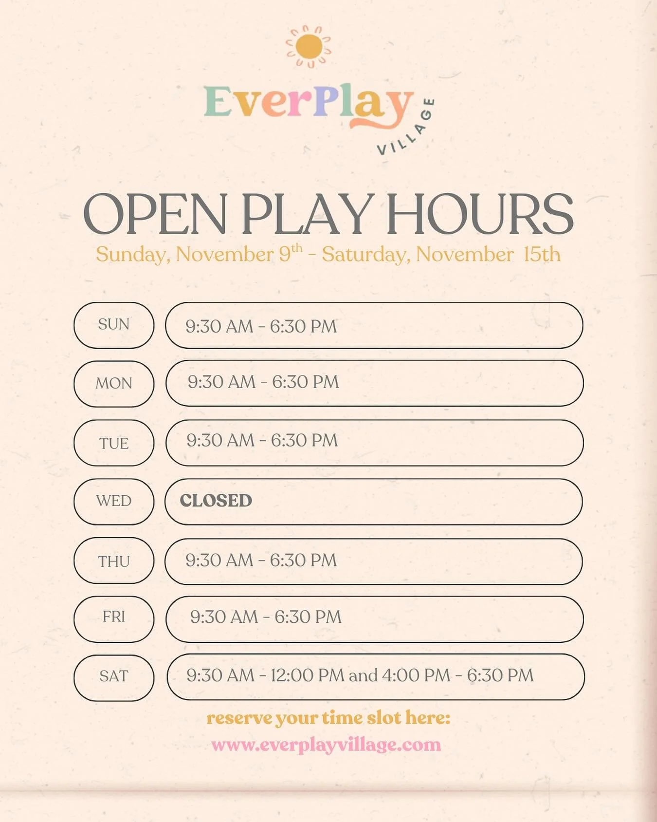 ✨ Open Play Hours ✨
Our hearts are so full thanks to all the wonderful families who came out to play, laugh, and make memories with us! 🫶

We&rsquo;ll be taking a tiny break and will be closed tomorrow &mdash; but don&rsquo;t worry! We&rsquo;ll be b