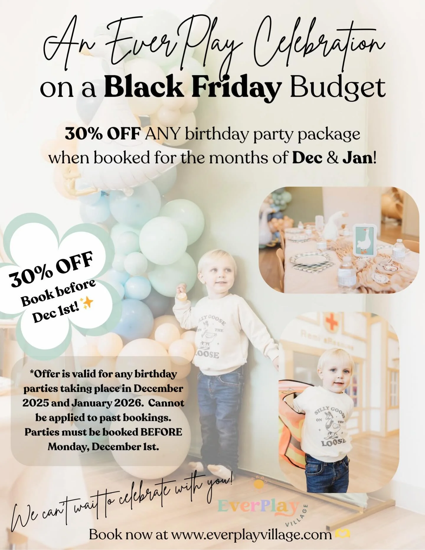 It&rsquo;s our favorite time of year&hellip; BLACK FRIDAY savings are here! 🎉 We&rsquo;re giving you 30% OFF ANY birthday party package when you book a party for December 2025 or January 2026!

If you&rsquo;ve been dreaming of an EverPlay celebratio