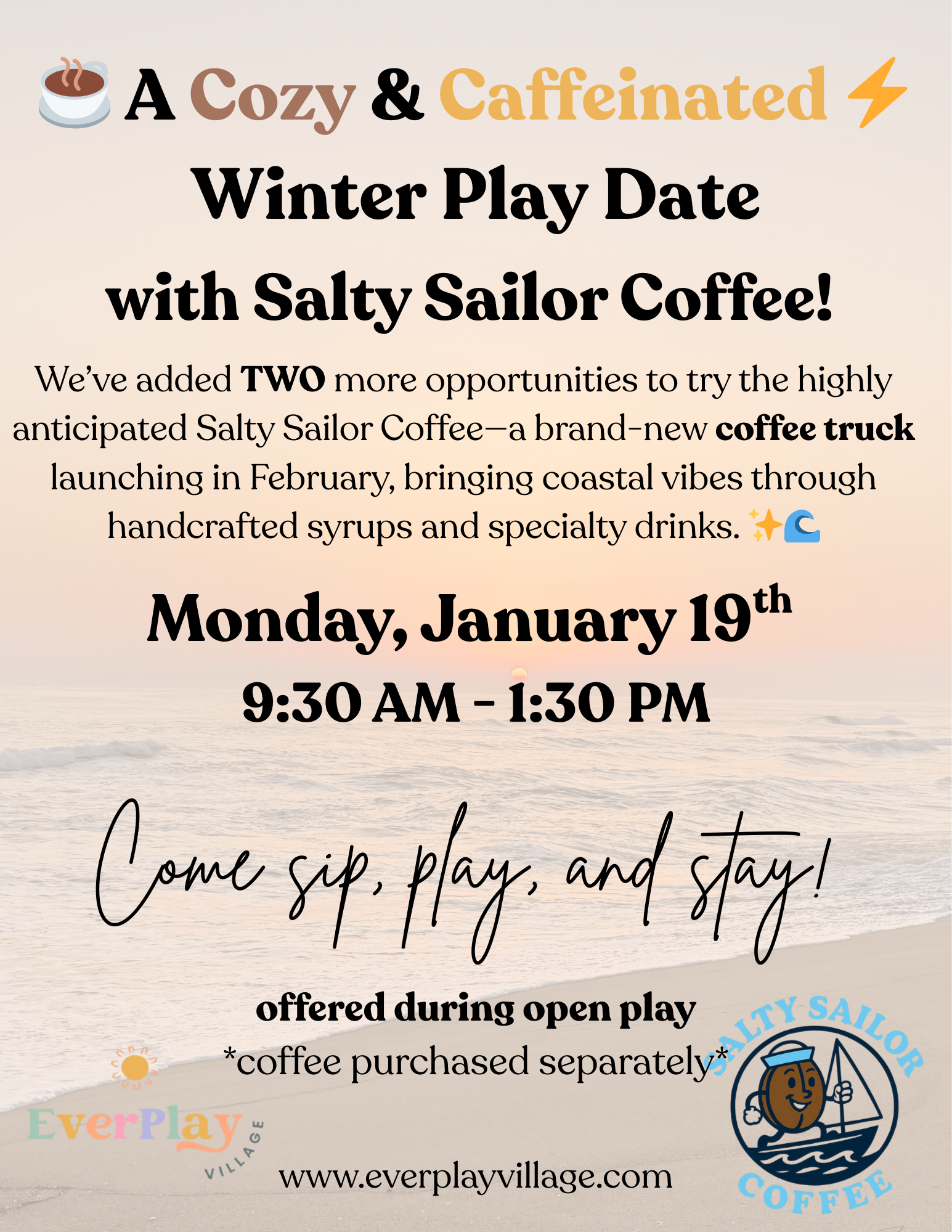 A Cozy & Caffeinated Winter Play Date with Salty Sailor Coffee!