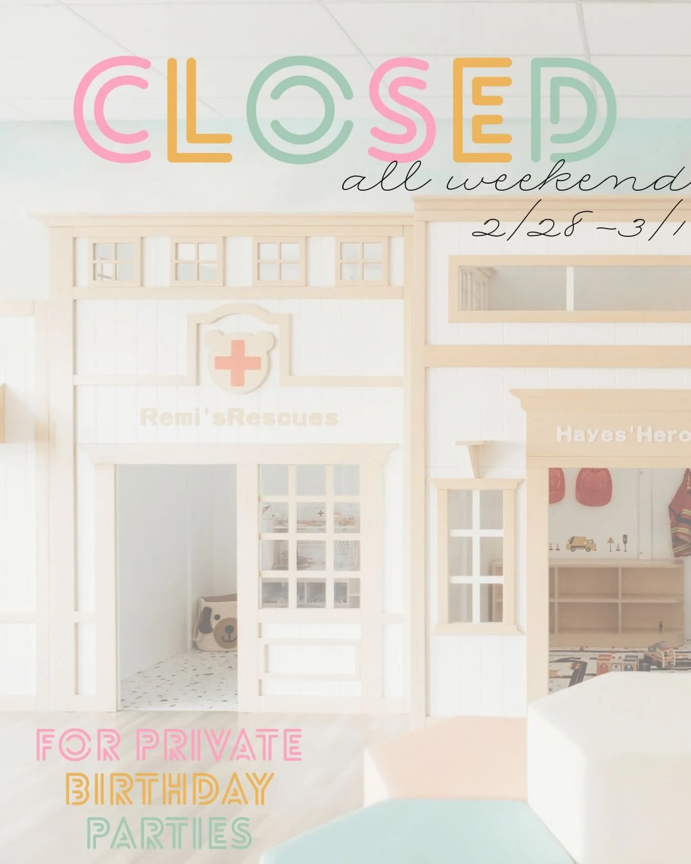 WE ARE BOOKED! 🤍

We will not be offering open play Saturday &amp; Sunday 2/28&ndash;3/1 as we host SIX birthday parties this weekend! 

From Transformers to Frozen to puppy adoption to Bluey, we&rsquo;re so excited to bring each of these themes to 