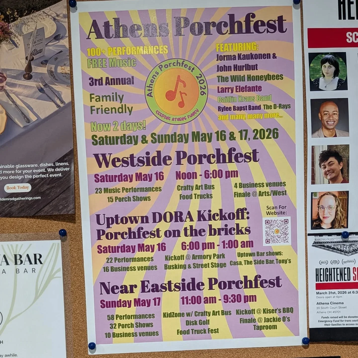 Porchfest 2026 posters going up around #AthensOH
#WestsidePorchfest
#DORAkickoff #PorchfestontheBricks
#NearEastsidePorchfest