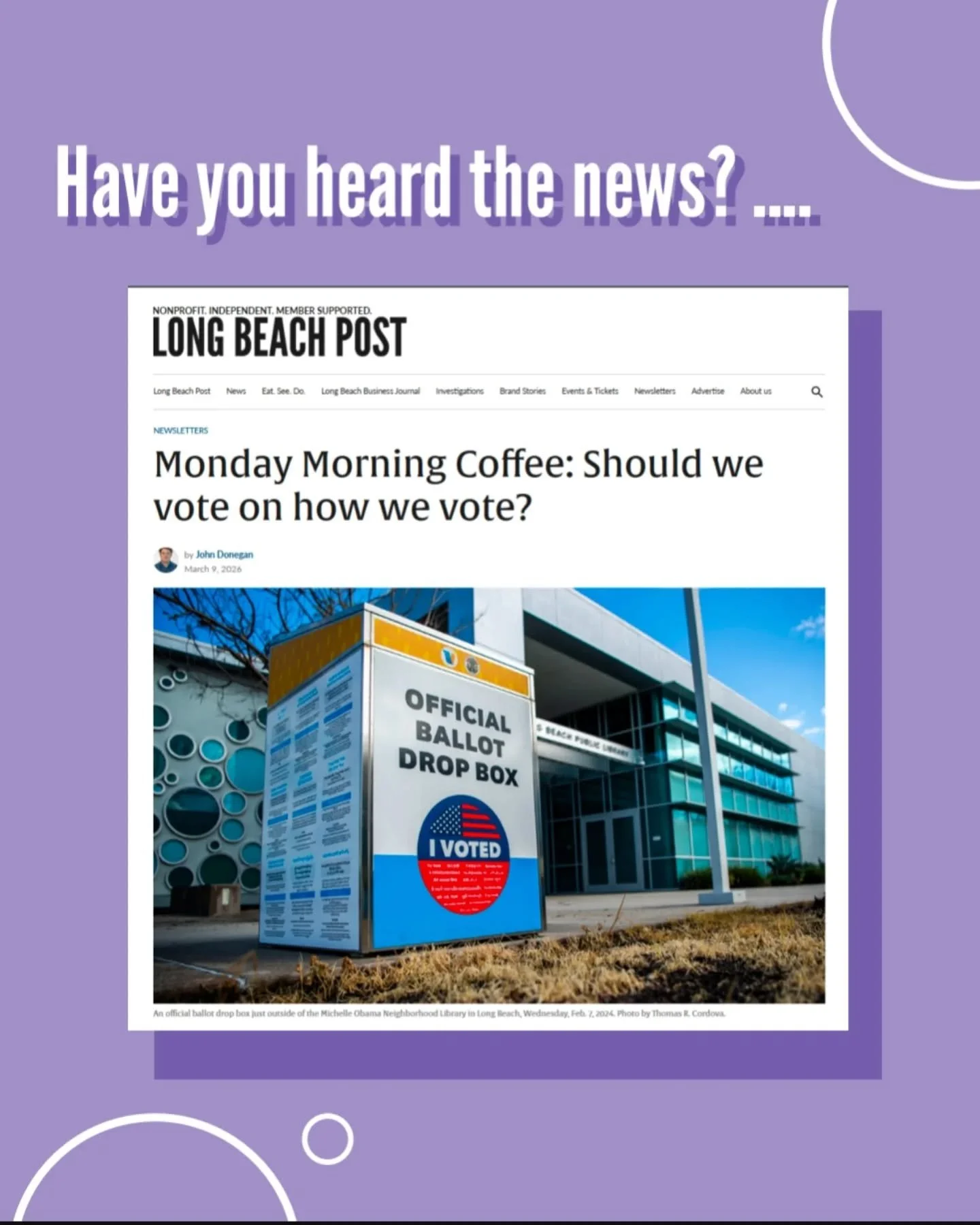 Another huge shout-out to the Equity &amp; Human Relations commission for sending the Mayor's office a letter of recommendation for RCV!

RCV proves to be an upgrade to our electoral institutions, and will greatly help Long Beach's leadership be more