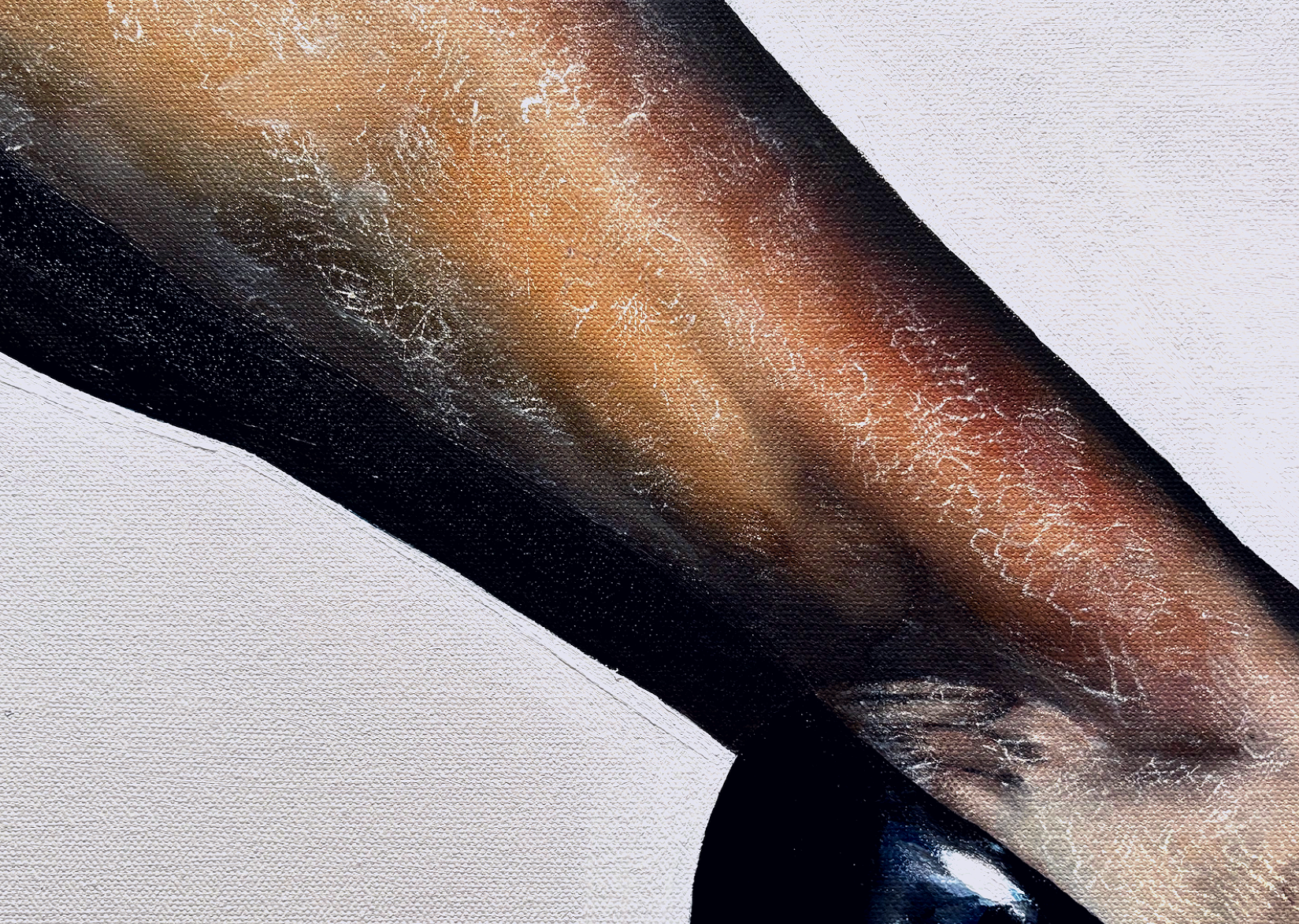 Eva Engel, Up close of It’s Not For You, Heel Edition, Oil paint, 24”x 36”, October 2025