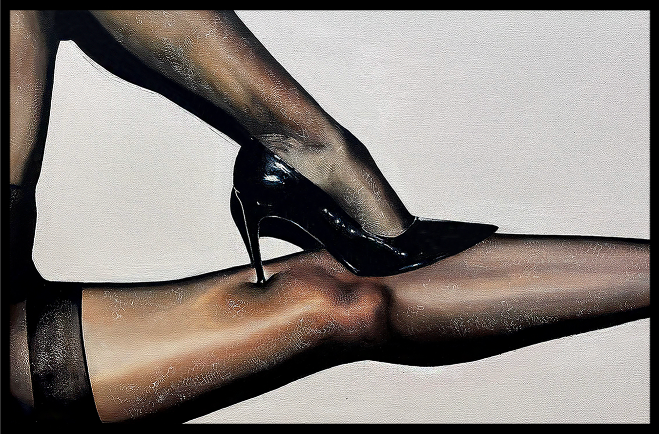 Eva Engel, It’s Not For You, Heel Edition, Oil paint & Heavy Damar Medium, 24”x 36”, 2025