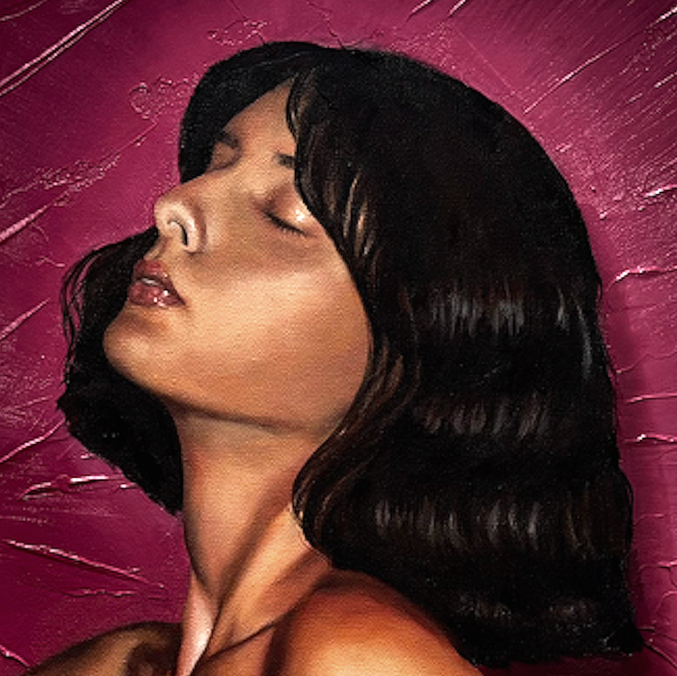 Eva Engel, Up close of It’s Not For You, Perfume Edition, Oil paint, Molding Paste & Canvas Infused With Burberry Goddess Perfume, 22”x 28”, October 2025