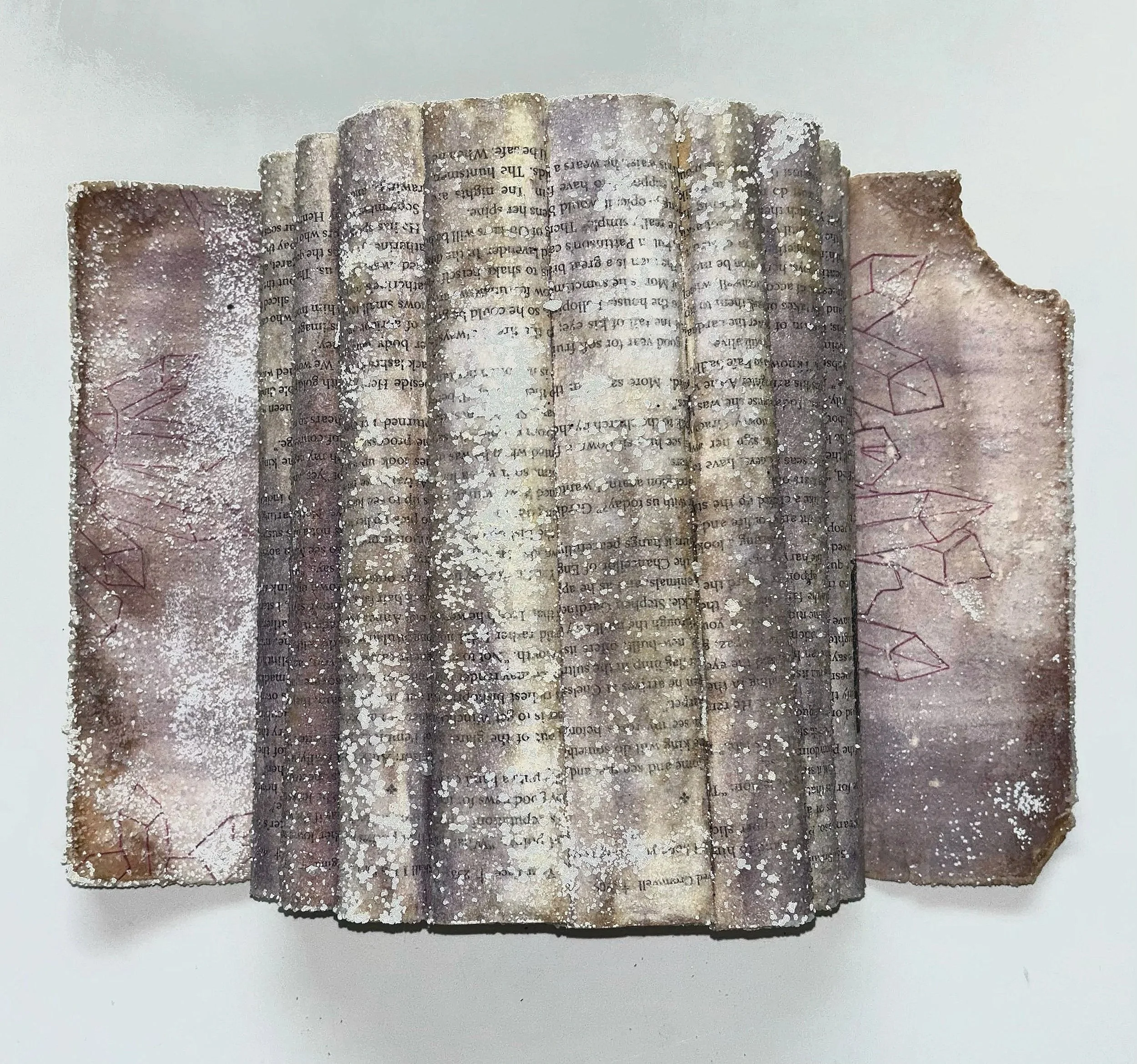 Eva Engel, Crystalized Literature, dye, borax & hot water, 14"x 10", 2023