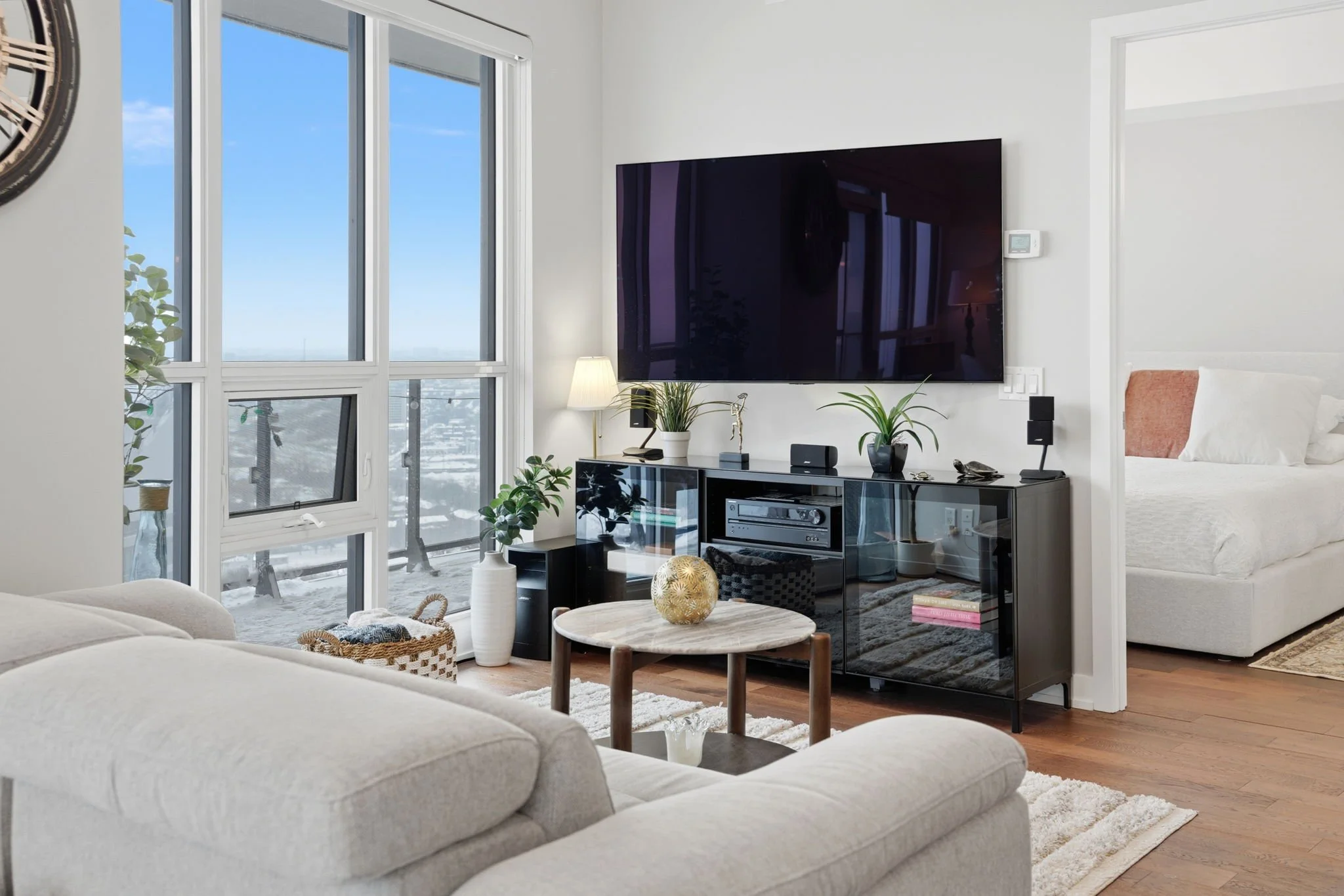 Floor to ceiling windows throughout