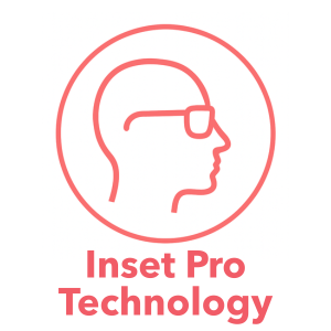 Logo featuring a side profile outline of a person's head with glasses, encircled, with the text 'Inset Pro Technology' below in pink.