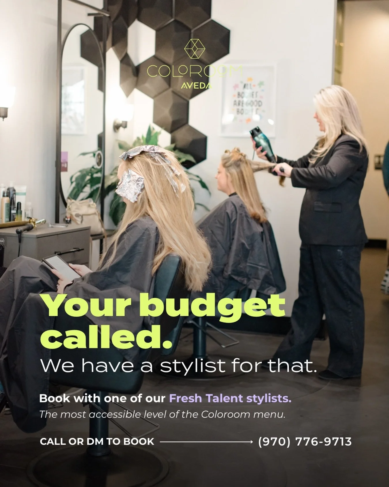 Meet Fresh Talent, our newest stylists behind the chair. Cuts, color, glosses and Blow Outs, with the same Aveda products and care you&rsquo;ll find in every chair at Coloroom, at the most accessible level of our menu ✨

Exceptional hair at every pri