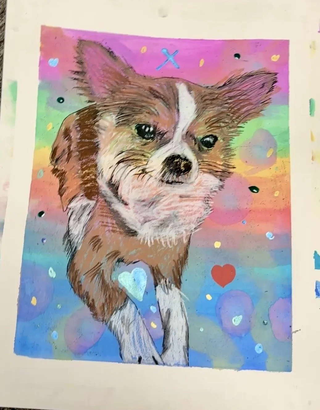 An animal portrait created by a child at Blue Mouse Gallery