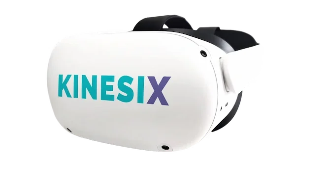 Kinesix VR: dispositivo de realidad virtual para neurorehabilitación con monitorización 3D en tiempo real y tele‑rehabilitación XR. Bayber es el distribuidor oficial en España