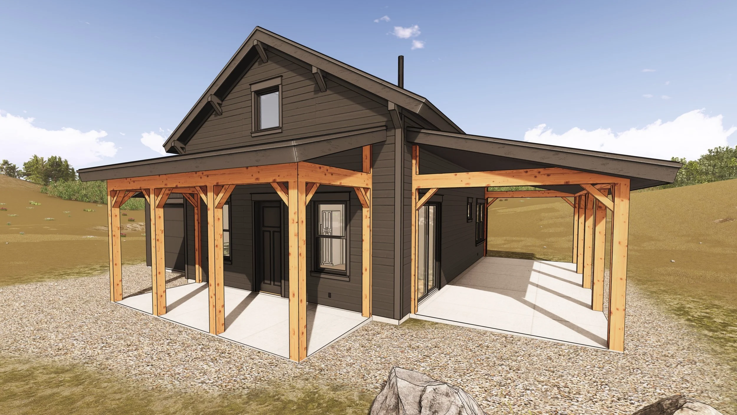 Custom guest house in Ennis, Montana designed by Chancellor Architecture — combining rustic mountain architecture with modern comfort, sustainable materials, and panoramic views of Big Sky country.