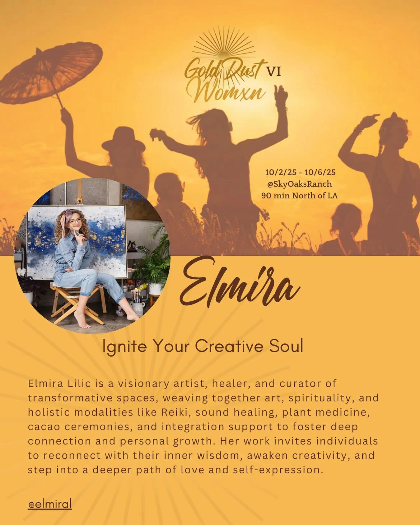 🌟 We are thrilled to welcome @elmiral back to Gold Dust this year! 🌟

Her art class isn&rsquo;t just about painting or creating, it&rsquo;s about unlocking something deeper inside yourself. Through her guidance, guests have discovered new ways of e