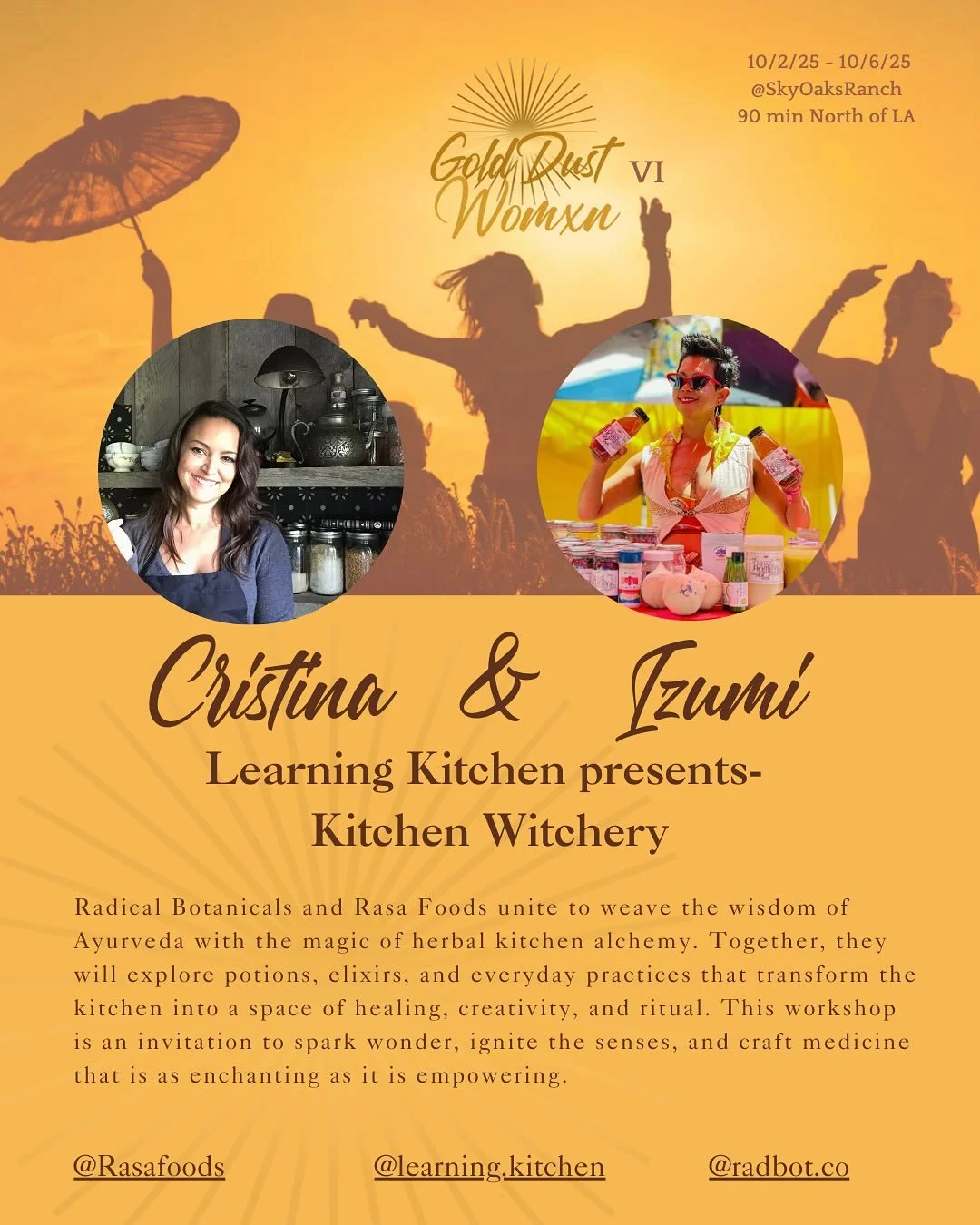 🌿✨ Kitchen Witchery at Gold Dust VI ✨🌿

You may have seen The Learning Kitchen at Lightning in a Bottle&hellip; now they&rsquo;re bringing their experience to Gold Dust. Together with @radbot.co and @rasafoods, they&rsquo;ll unite to weave the wisd