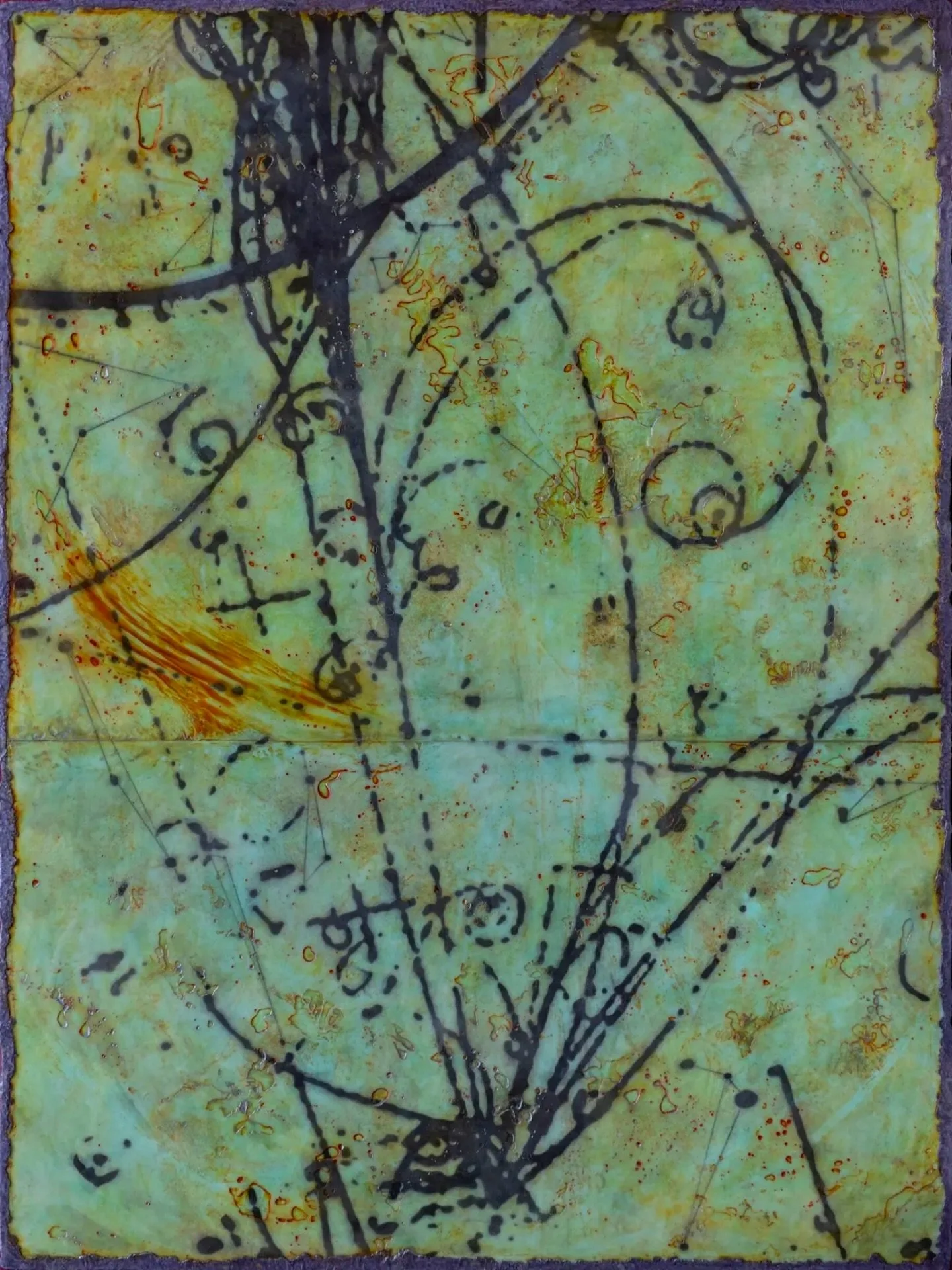 .
As we step into a new year, this painting reflects on the immense, often uncomfortable forces that shape transformation over time.

This series uses the image of a sub-atomic particle collision as a metaphor for moments when change becomes unavoida