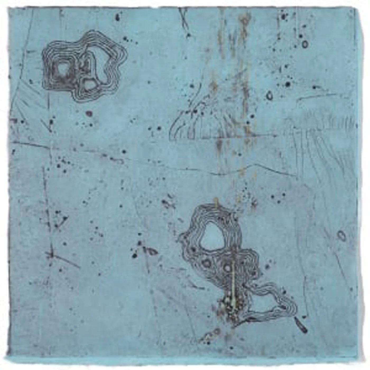 A topographical map with contour lines and some sketched landforms, possibly a geological or geographical survey map.