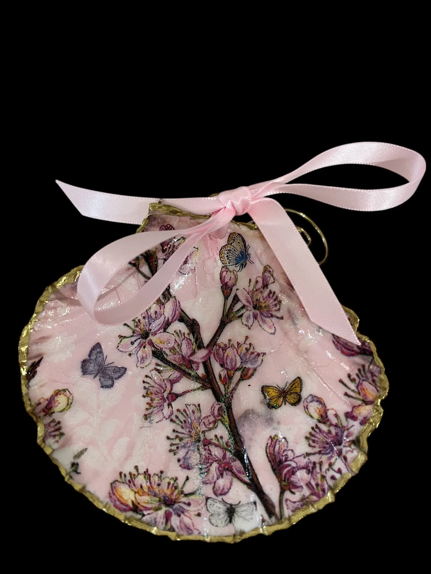 Cherry Blossom Decorative Shell Ornament Front