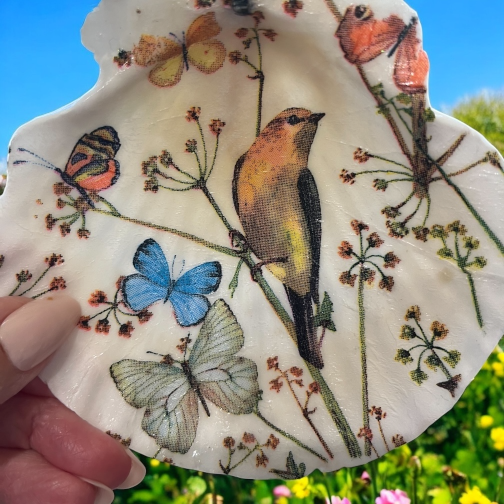 Songbird Scallop Shell Jewelry Dish