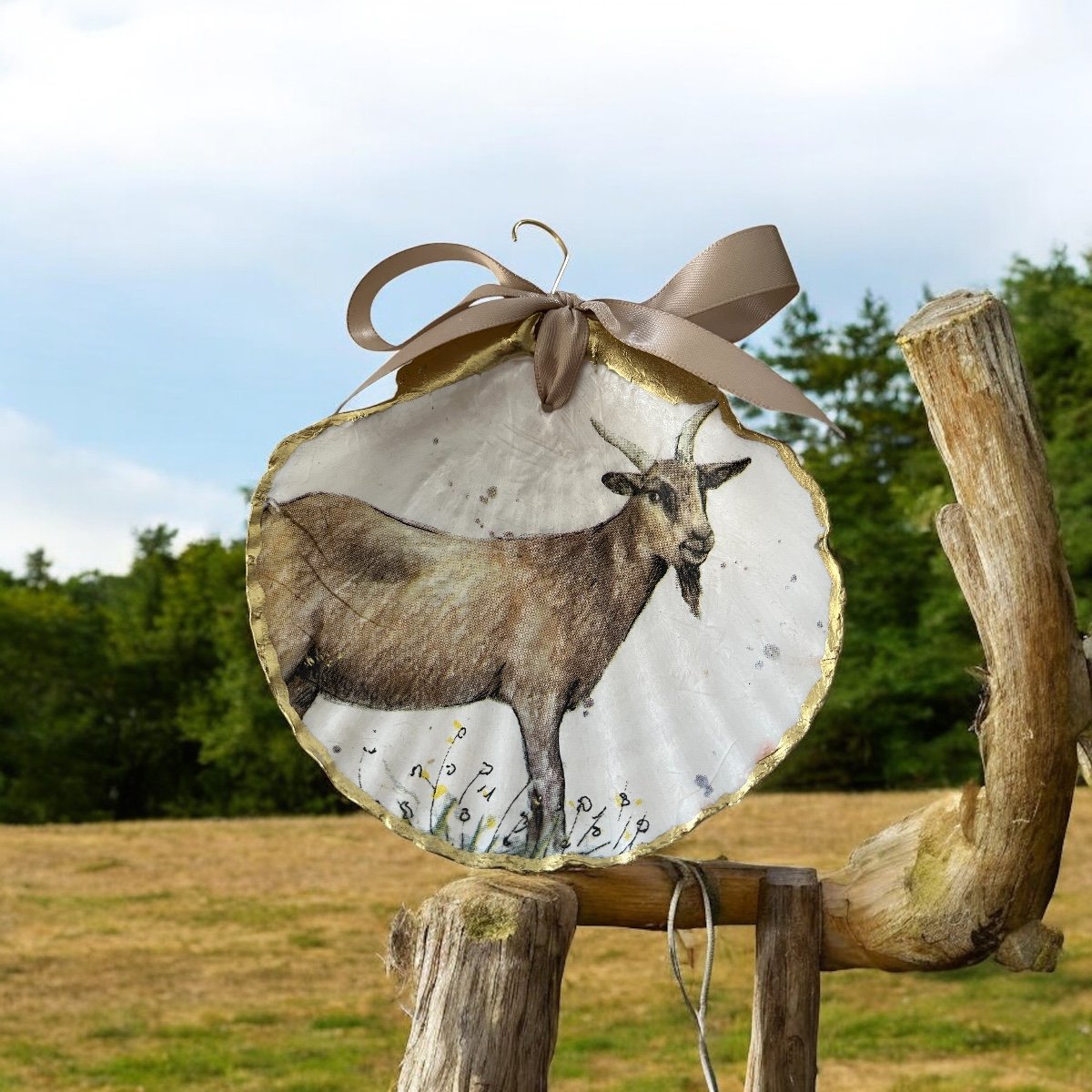 Goat Scallop Shell Ornament