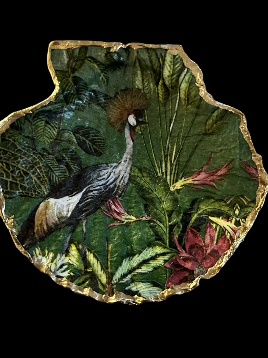 African Crown Crane Decorative Shell Ornament