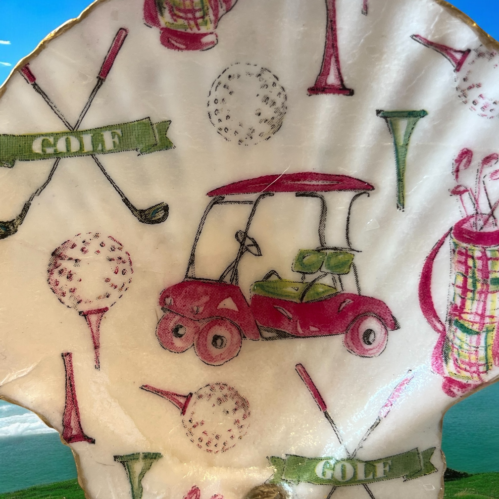 Pink and Green Golf Jewelry Dish