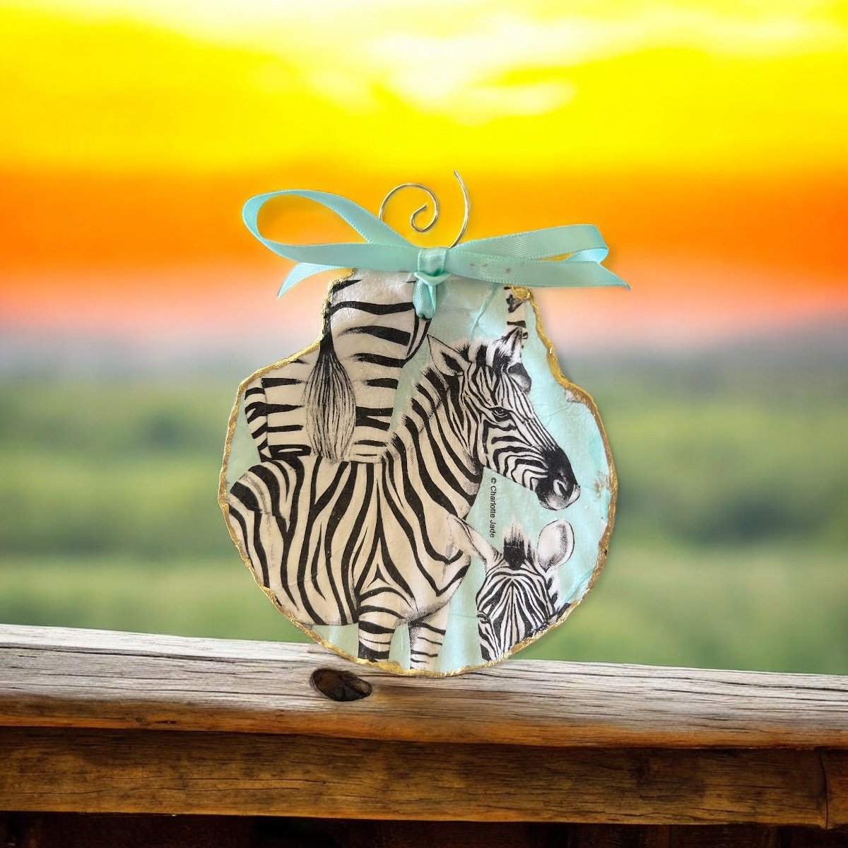Zebra Mare with Foal Decorative Shell Front
