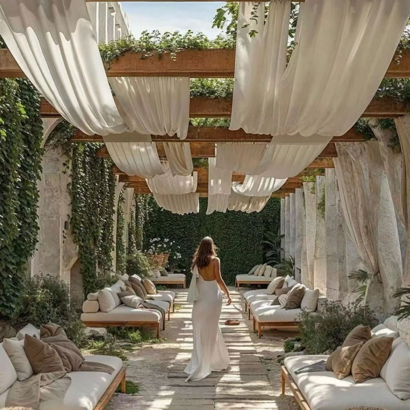 PATIO & PERGOLA 😍
Yksi Ainolankulman juhlasalin upeuksista tulee olemaan sisä-ja ulkotilan saumaton kokonaisuus. Avaamalla kahdet valtavat pariovet sisäpihan ikkunaseinältä - juhlatilasta käytännössä avaut