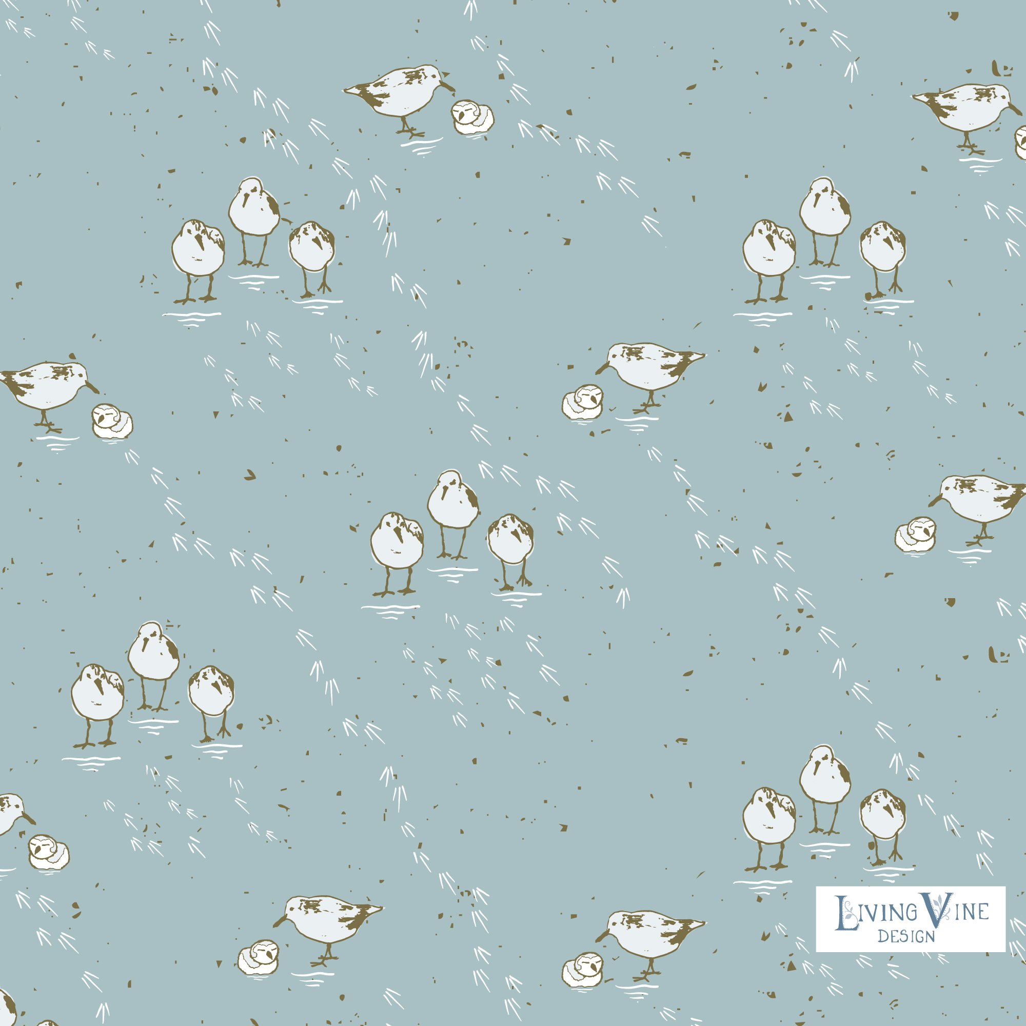 Fabric in Happy Sandpipers - Footprints in the Sand - Baby and Momma - Colorway 1