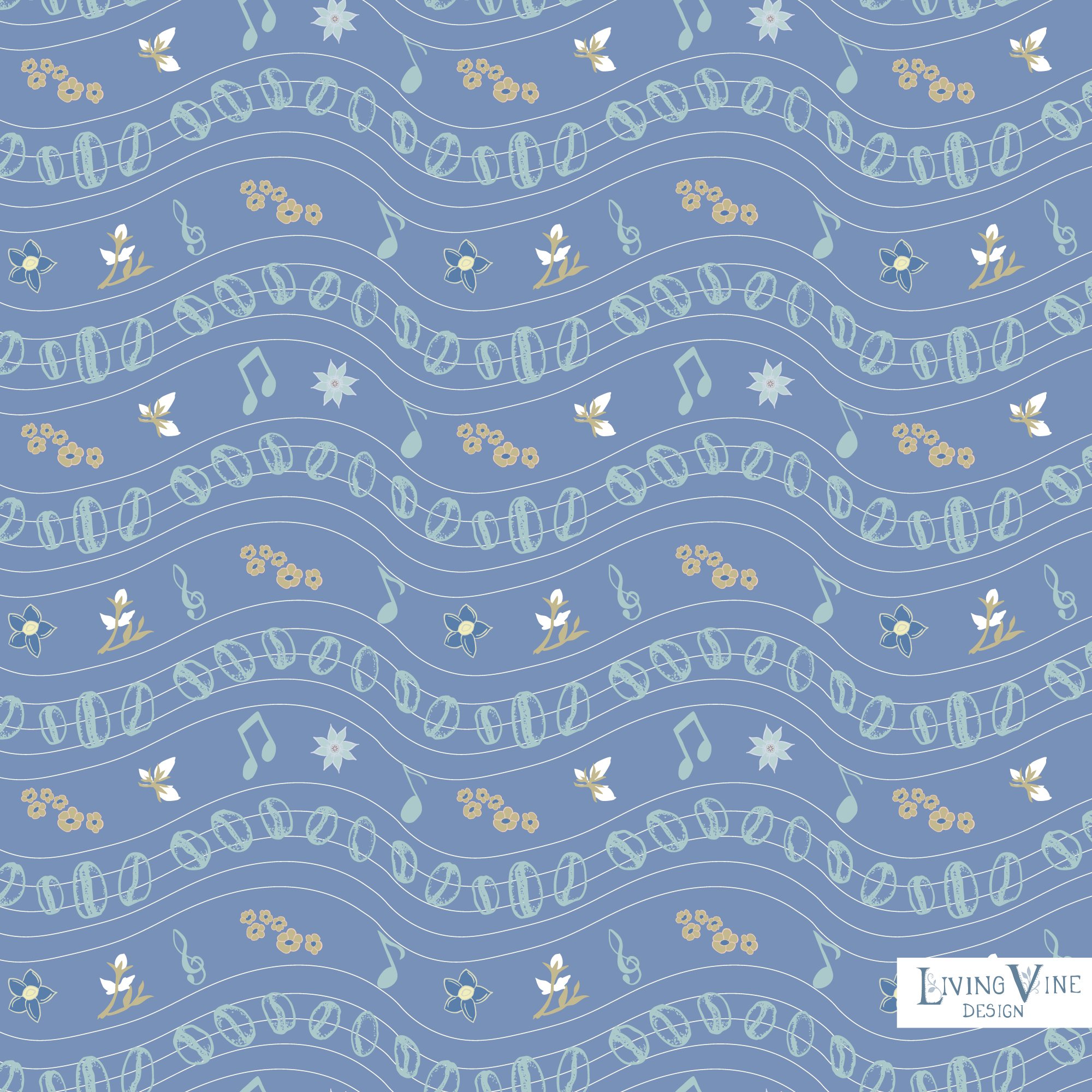 Coffee Beans with Floral Notes - Music Scales - Afternoon Colorway