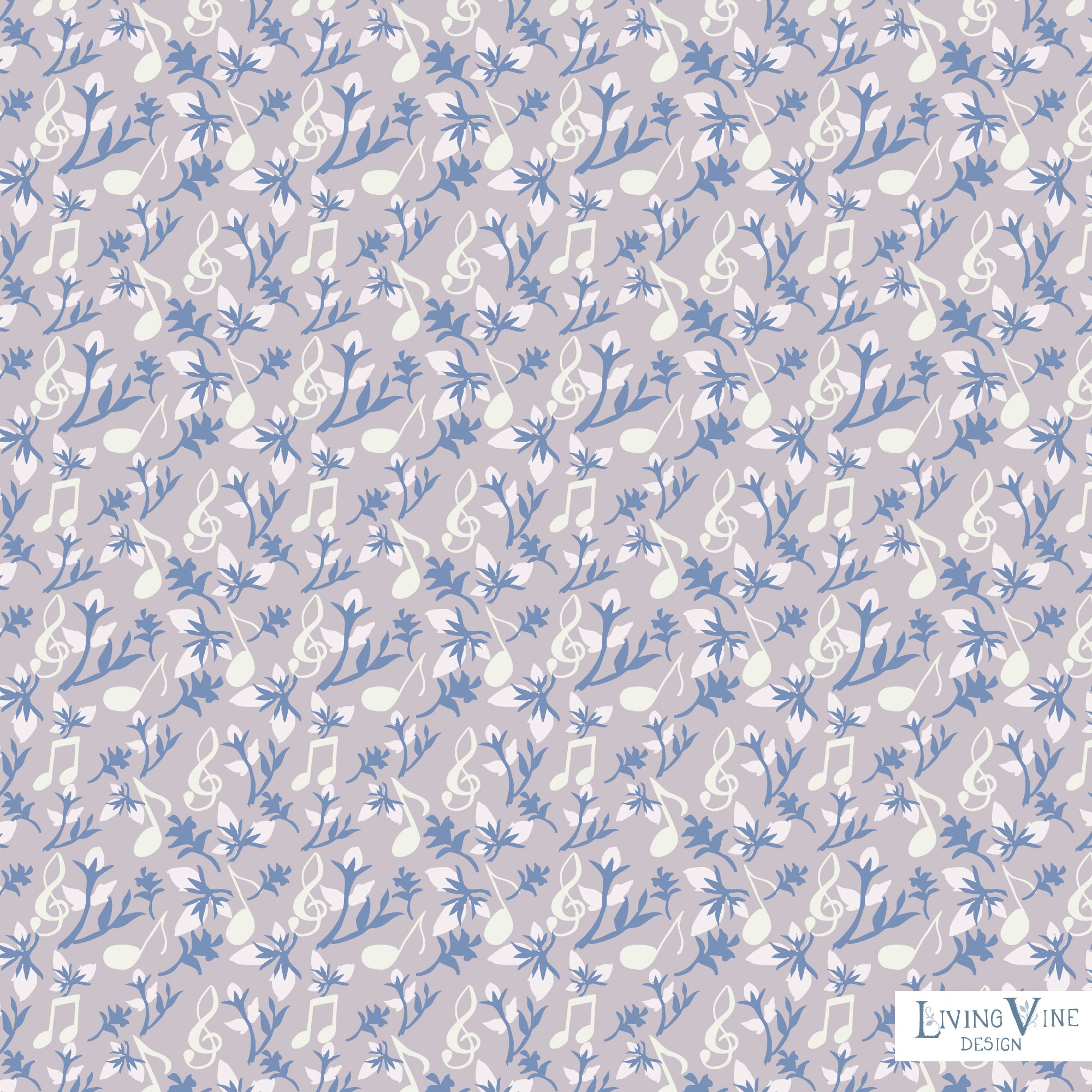 Hints of Floral Notes - Music Notes and Floral blossoms - Morning Colorway