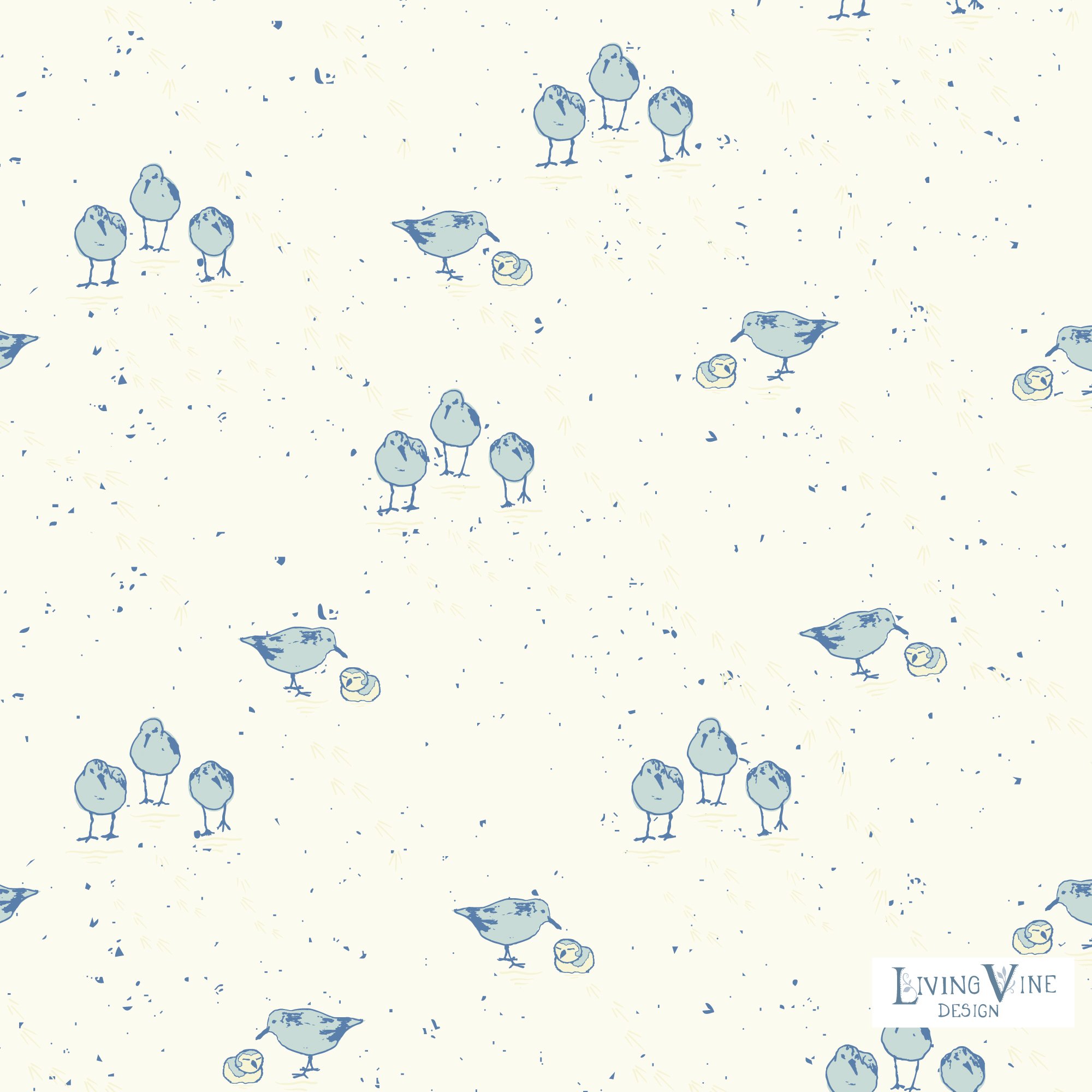Fabric in Happy Sandpipers - Footprints in the Sand - Baby and Momma - Colorway 2