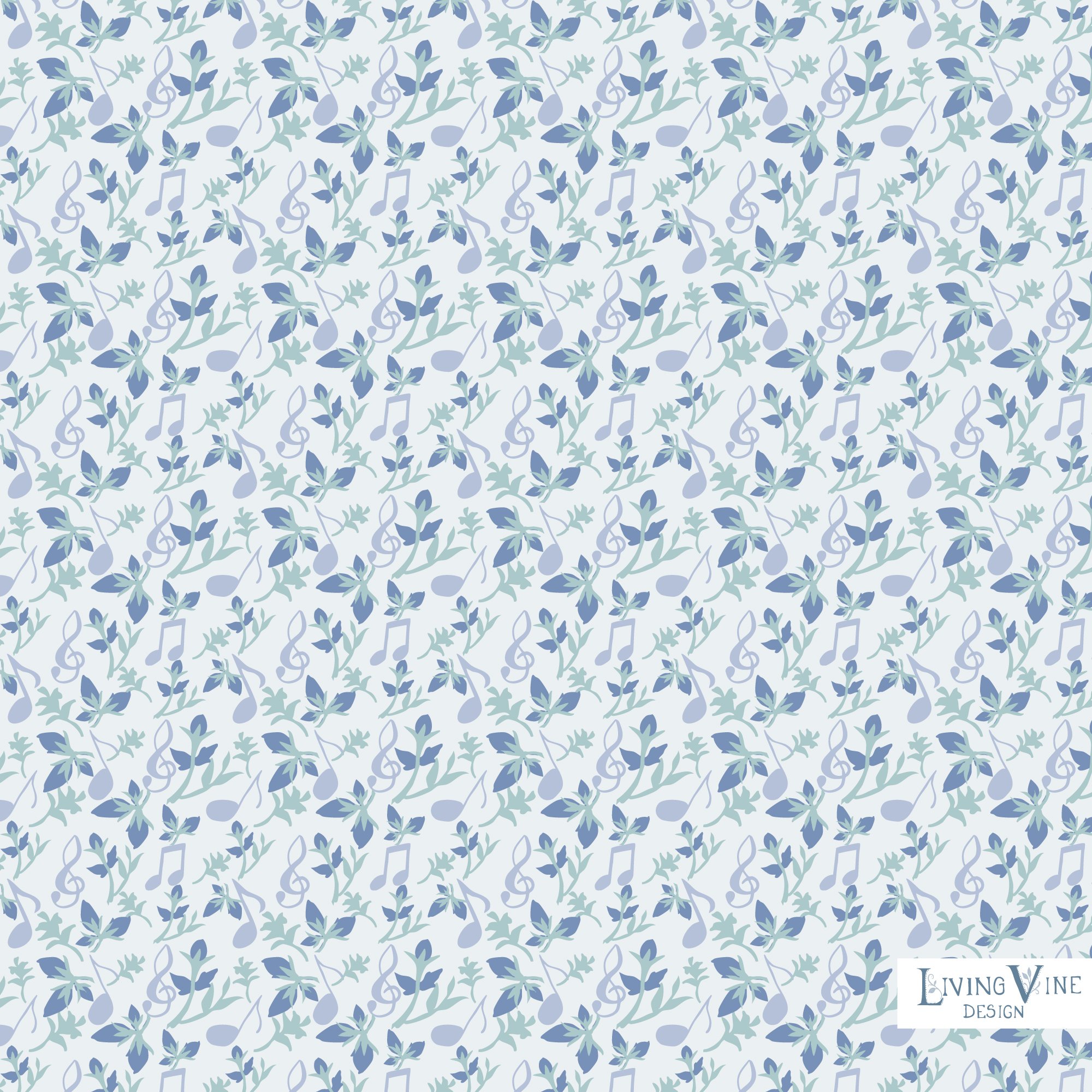 Hints of Floral Notes - Music Notes and Floral blossoms - Afternoon Colorway